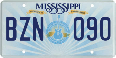 MS license plate BZN090