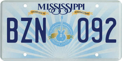 MS license plate BZN092