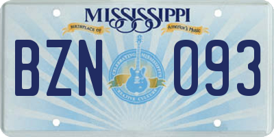 MS license plate BZN093