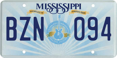 MS license plate BZN094