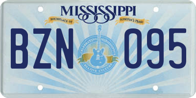 MS license plate BZN095