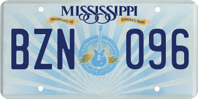 MS license plate BZN096