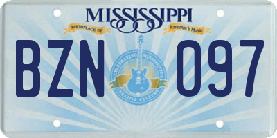 MS license plate BZN097