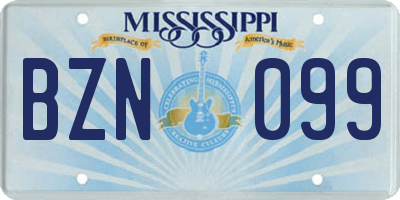MS license plate BZN099