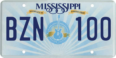 MS license plate BZN100
