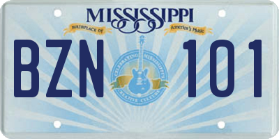MS license plate BZN101