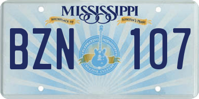 MS license plate BZN107