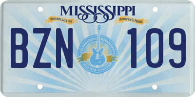 MS license plate BZN109