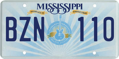 MS license plate BZN110