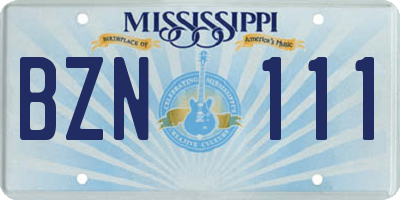 MS license plate BZN111