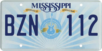 MS license plate BZN112