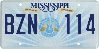 MS license plate BZN114