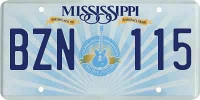 MS license plate BZN115