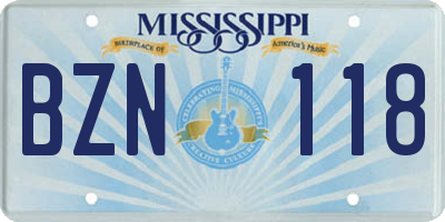MS license plate BZN118