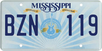MS license plate BZN119