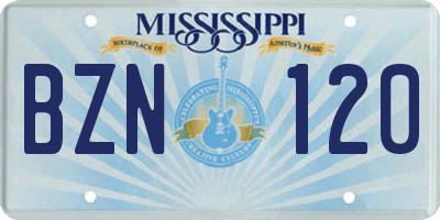 MS license plate BZN120