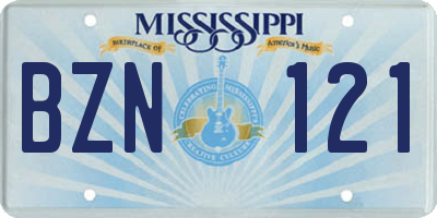 MS license plate BZN121