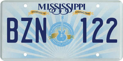 MS license plate BZN122