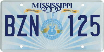 MS license plate BZN125