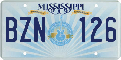 MS license plate BZN126