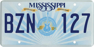 MS license plate BZN127