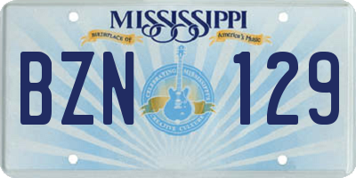MS license plate BZN129