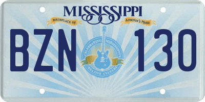 MS license plate BZN130