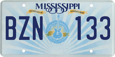 MS license plate BZN133