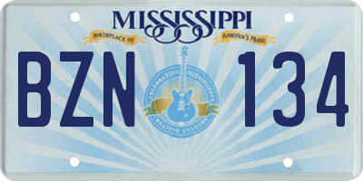 MS license plate BZN134