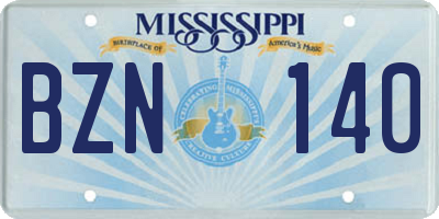 MS license plate BZN140