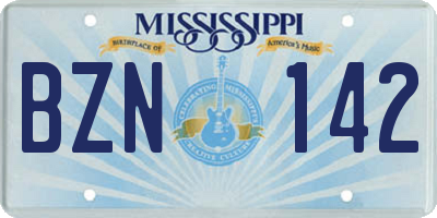MS license plate BZN142