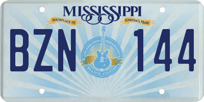 MS license plate BZN144