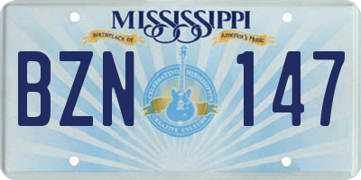 MS license plate BZN147
