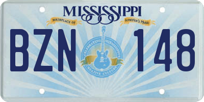 MS license plate BZN148