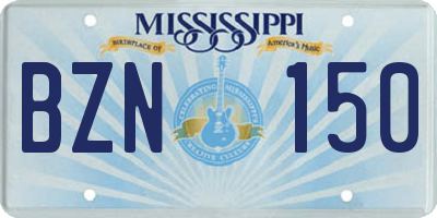 MS license plate BZN150