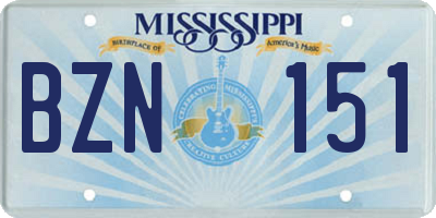 MS license plate BZN151