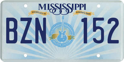 MS license plate BZN152