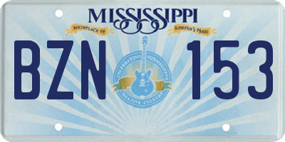 MS license plate BZN153