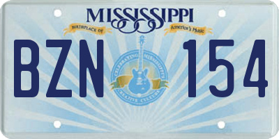 MS license plate BZN154