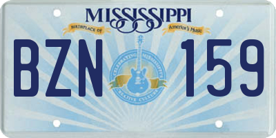 MS license plate BZN159