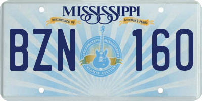 MS license plate BZN160
