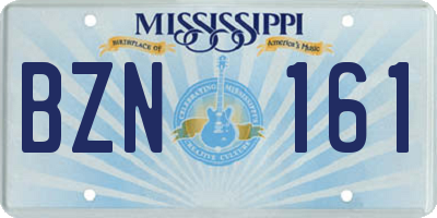 MS license plate BZN161