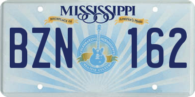 MS license plate BZN162