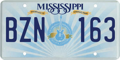 MS license plate BZN163