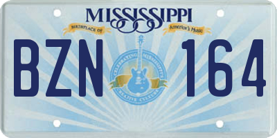 MS license plate BZN164