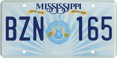 MS license plate BZN165