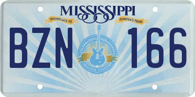MS license plate BZN166