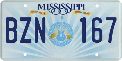 MS license plate BZN167
