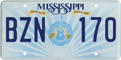 MS license plate BZN170