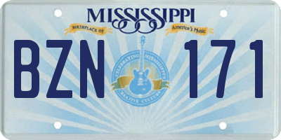 MS license plate BZN171